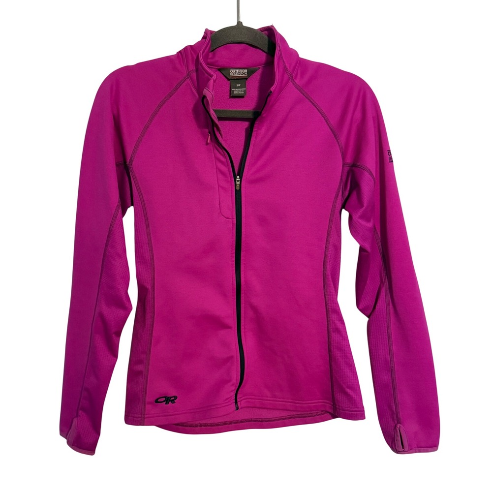 Outdoor Research Full Zip Grid Fleece Jacket Magenta Pink Small Hiking Outdoor